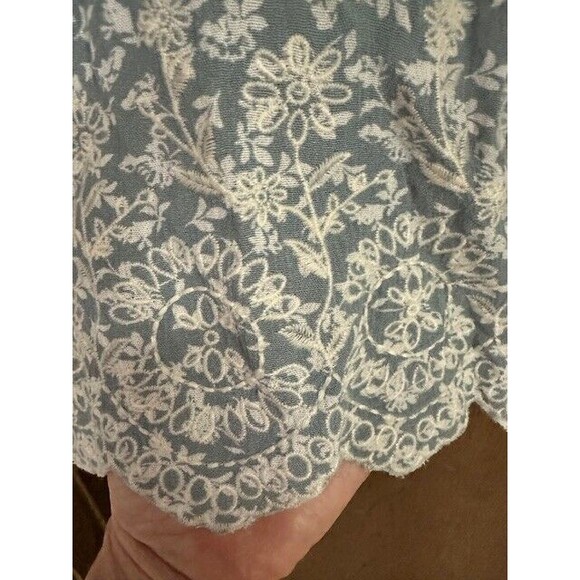 Mason & Belle Floral Top Womens Small Blue Embroidered Sleeveless Tunic Relaxed - Picture 5 of 6